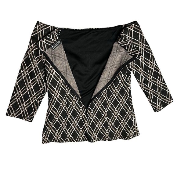 7th Avenue NEW YORK & COMPANY Black‎ - Gold Metallic Sweater/Top Size Medium - Picture 3 of 7